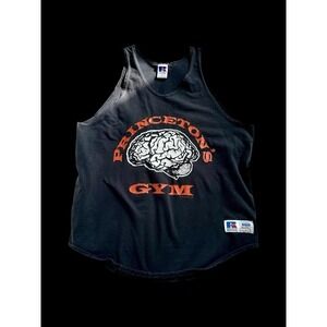 Vintage Russell Princeton Gym Tank Top Men Lords Gym University Black Athletic